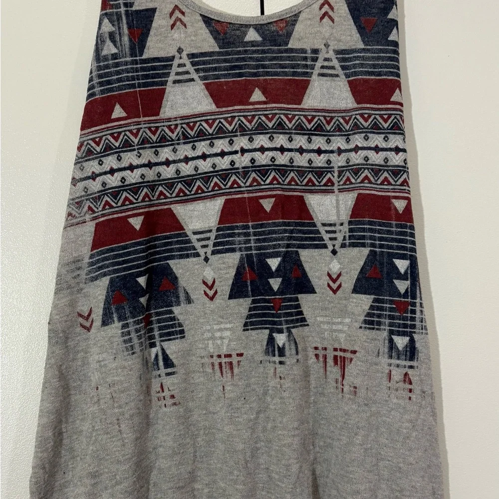 Spoiled Gray and Red A-Line Skirt with Geometric Pattern